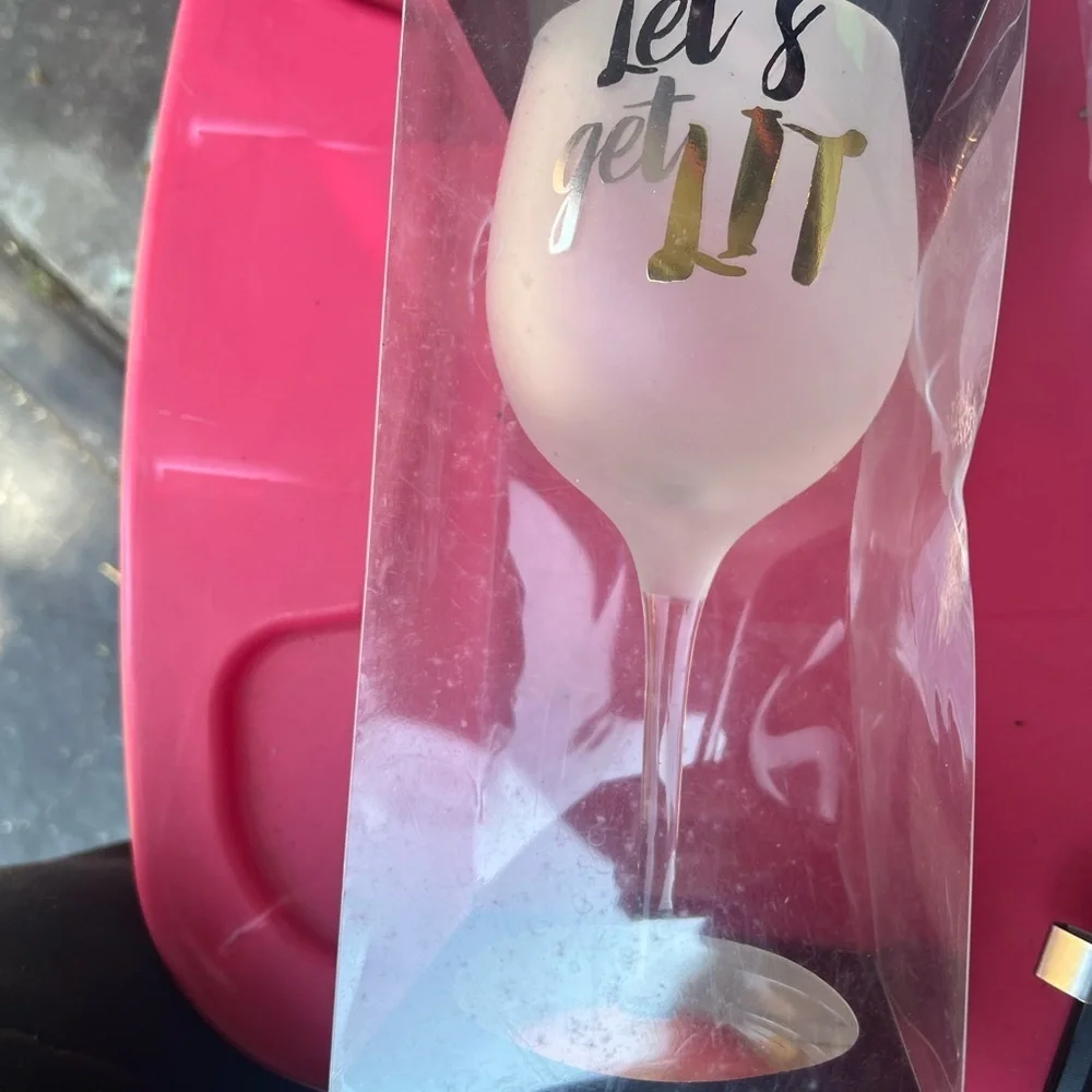 Gold and White Wine Glass - Let's Get Lit